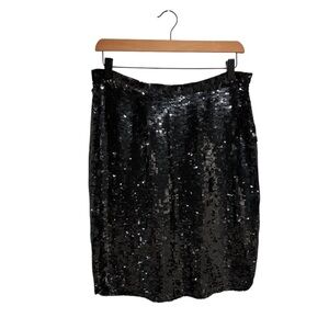 Vintage Modi Black 100% Pure Silk Sequin Mini Pencil Skirt NWT